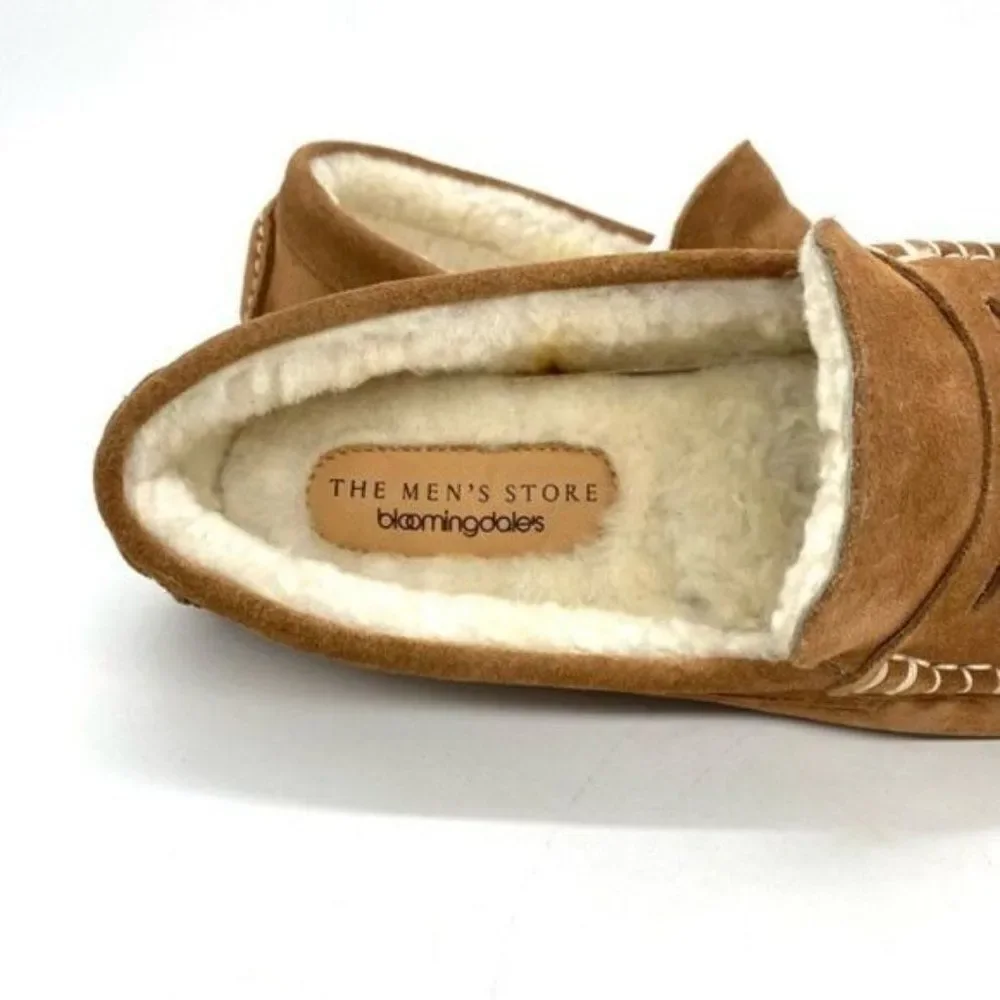 The Men’s Store Bloomingdale’s Men’s Shearling Moc Toe Slippers Size 10 New